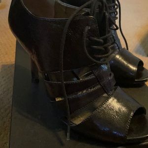 Black open toe booties